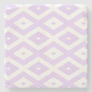 Lilac purple and white diamond pattern stone coaster