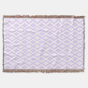 Lilac purple and white diamond pattern throw blanket