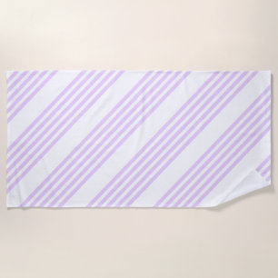 Lilac purple and white five stripes pattern beach towel