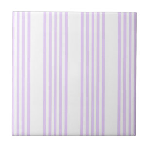 Lilac purple and white five stripes pattern ceramic tile