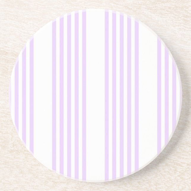Lilac purple and white five stripes pattern coaster (Front)