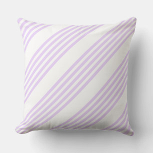 Lilac purple and white five stripes pattern cushion