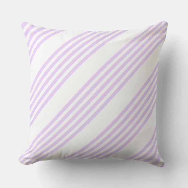 Lilac purple and white five stripes pattern cushion (Front)