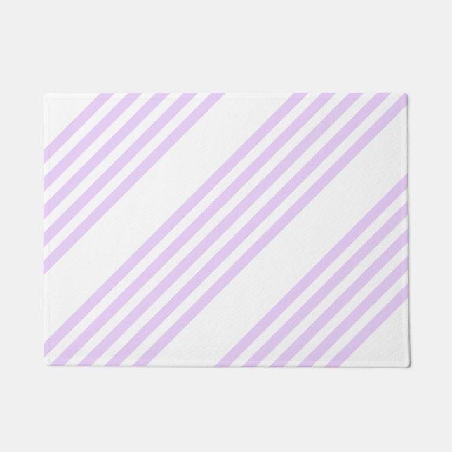Lilac purple and white five stripes pattern doormat (Front)