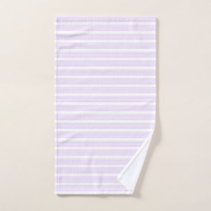 Lilac purple and white five stripes pattern hand towel