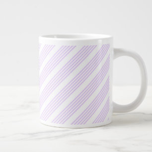 Lilac purple and white five stripes pattern large coffee mug