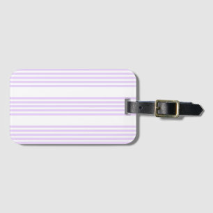 Lilac purple and white five stripes pattern luggage tag