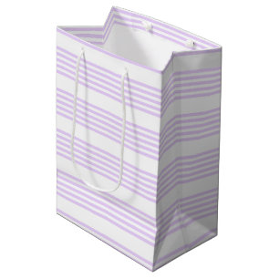 Lilac purple and white five stripes pattern medium gift bag