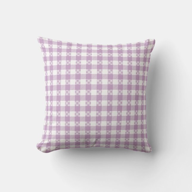 Lilac Purple and White Gingham Cushion (Front)