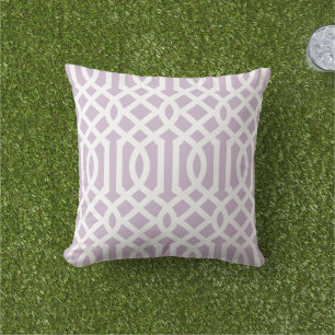 Lilac Purple and White Trellis Pattern Cushion