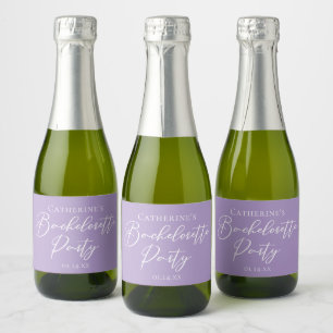 Lilac Purple Bachelorette Party Custom Mini Sparkling Wine Label