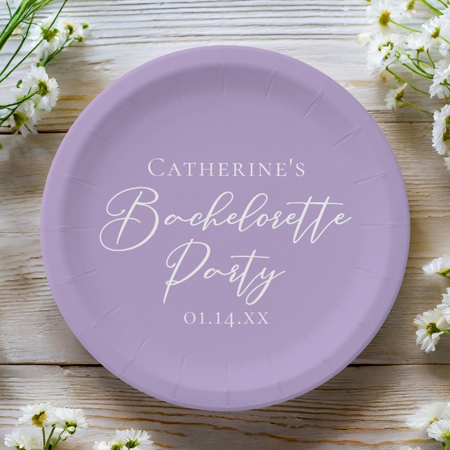 Lilac Purple Bachelorette Party Personalised Paper Plate (Creator Uploaded)