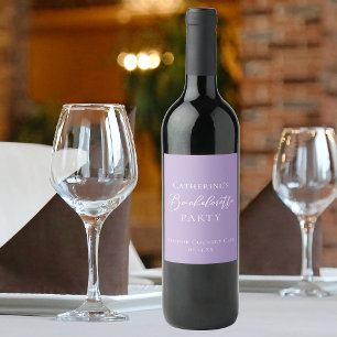 Lilac Purple Bachelorette Party Personalised Wine Label