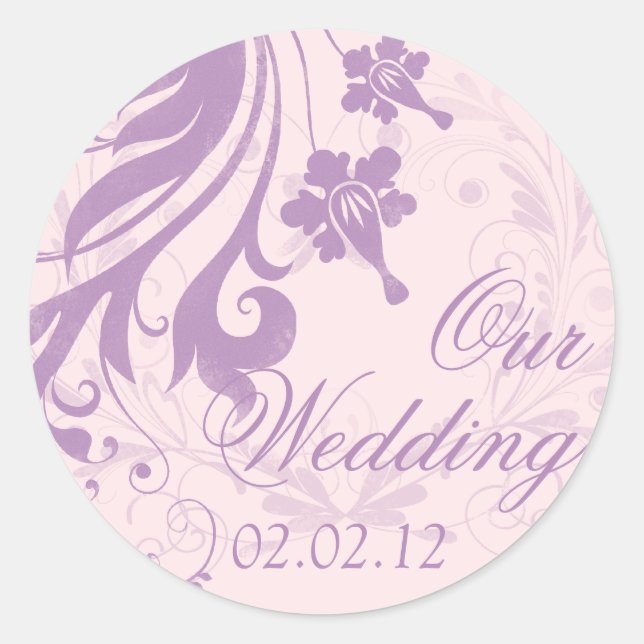 Lilac Purple Blush Floral Wedding Envelope Seal (Front)