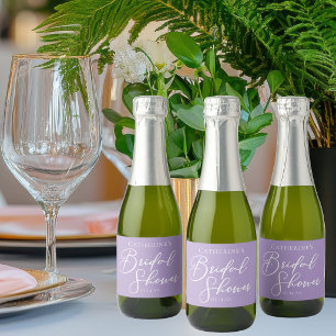 Lilac Purple Bridal Shower Party Personalised Mini Sparkling Wine Label