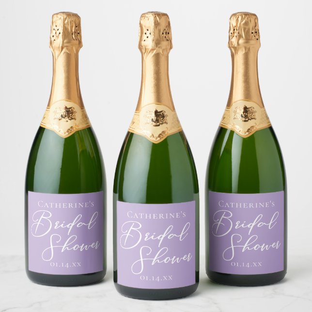 Lilac Purple Bridal Shower Party Personalized Sparkling Wine Label (Bottles)