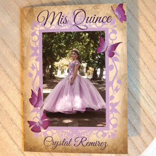 Lilac Purple Butterflies Quinceanera Invitation