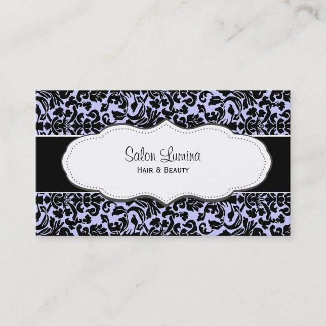 Lilac Purple Damask Business Cards (Front)