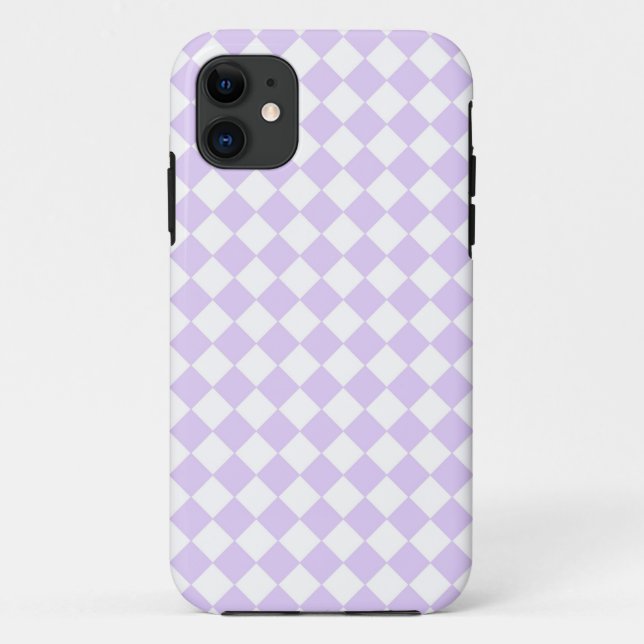 Lilac Purple Diamond Chequered pattern Case-Mate iPhone Case (Back)