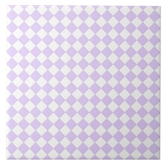 Lilac Purple Diamond Chequered pattern Ceramic Tile (Front)