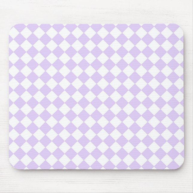 Lilac Purple Diamond Chequered pattern Mouse Pad (Front)