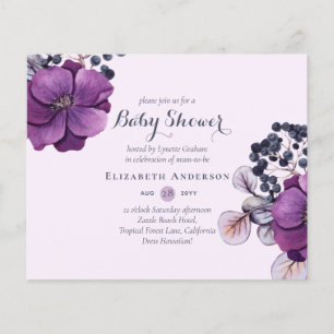 Lilac Purple Floral Baby Shower Invites BUDGET