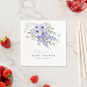 Lilac purple floral baby shower napkin