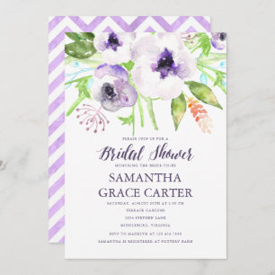 Lilac Purple Floral Bridal Shower  Invitation