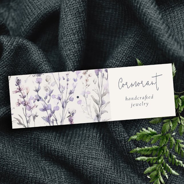 Lilac Purple Floral Earring Stud Hoop Holder Mini Business Card (Creator Uploaded)