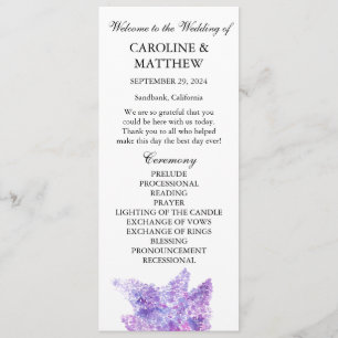Lilac Purple Floral Elegant Modern Wedding Program