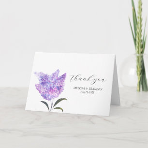 Lilac Purple Floral Flowers Wedding Thank you Card