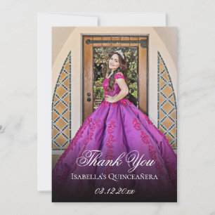 Lilac Purple Floral Personalised Quinceanera Thank You Card