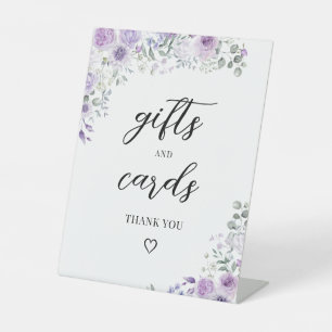 Lilac Purple Floral Wedding Gifts and Cards Sign