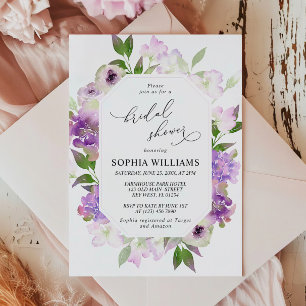 Lilac Purple Flowers Bridal Shower Invitation