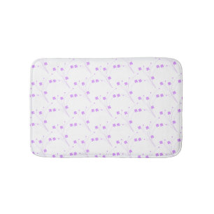 Lilac Purple Flowers, Small Pastel Floral Print Bath Mat