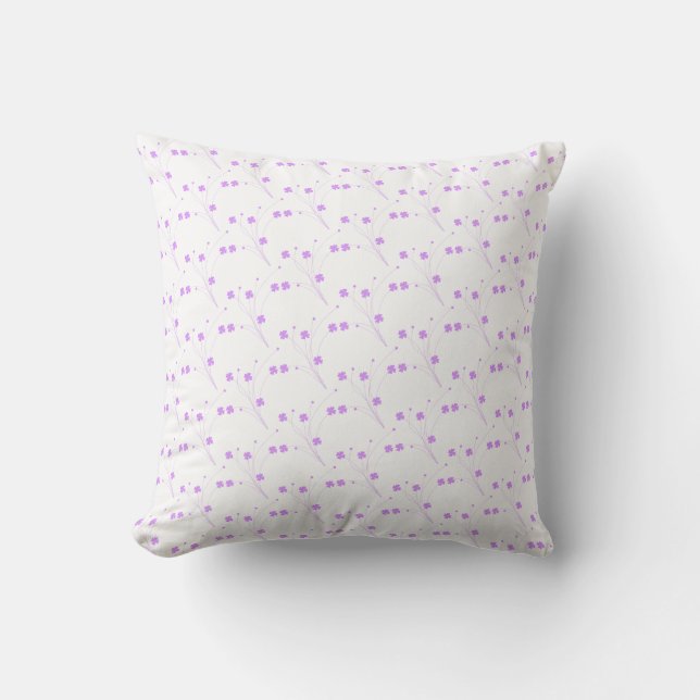 Lilac Purple Flowers, Small Pastel Floral Print Cushion (Front)