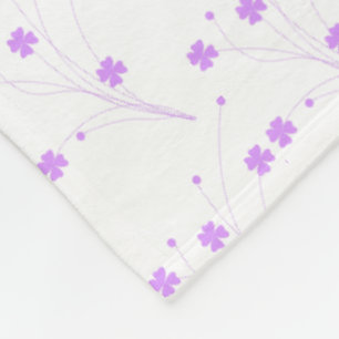 Lilac Purple Flowers, Small Pastel Floral Print Fleece Blanket