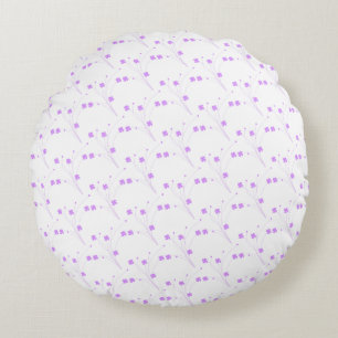 Lilac Purple Flowers, Small Pastel Floral Print Round Cushion