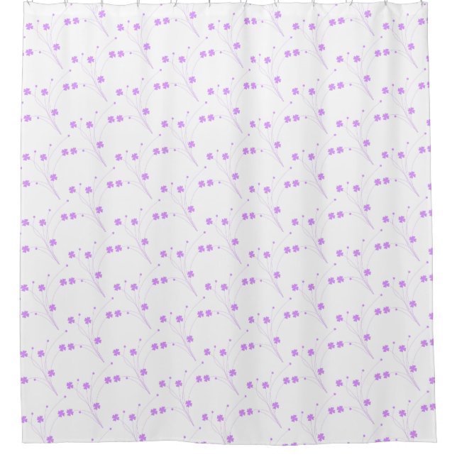 Lilac Purple Flowers, Small Pastel Floral Print Shower Curtain (Front)