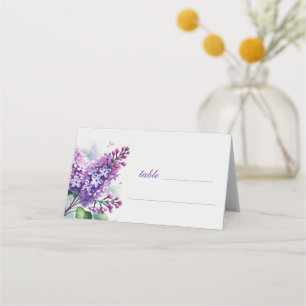 Lilac Purple Flowers Watercolor Floral Wedding Place Card