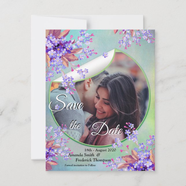 Lilac Purple Forget-me-not Save the Date (Front)