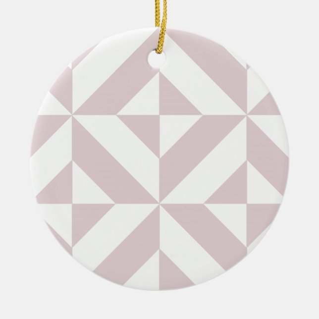 Lilac Purple Geometric Deco Cube Pattern Ceramic Ornament (Front)