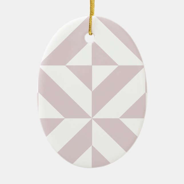 Lilac Purple Geometric Deco Cube Pattern Ceramic Ornament (Front)