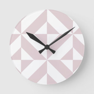 Lilac Purple Geometric Deco Cube Pattern Round Clock