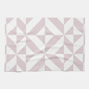 Lilac Purple Geometric Deco Cube Pattern Tea Towel