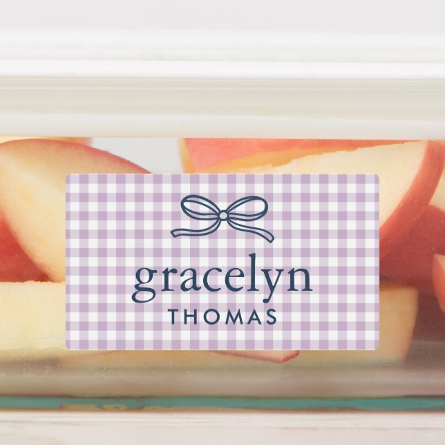 Lilac Purple Gingham Bow Monogram (Affixed)