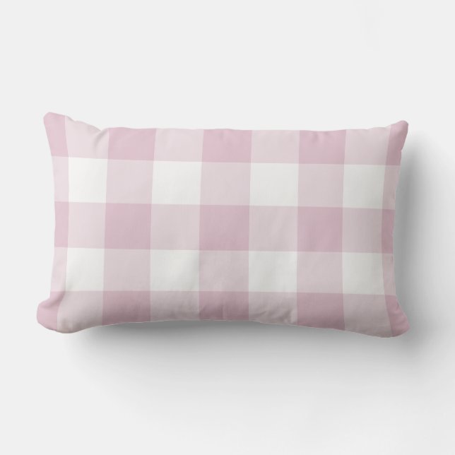Lilac Purple Gingham Pattern Chequered Lumbar Cushion (Front)
