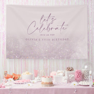 Lilac purple glitter elegant birthday unique banner