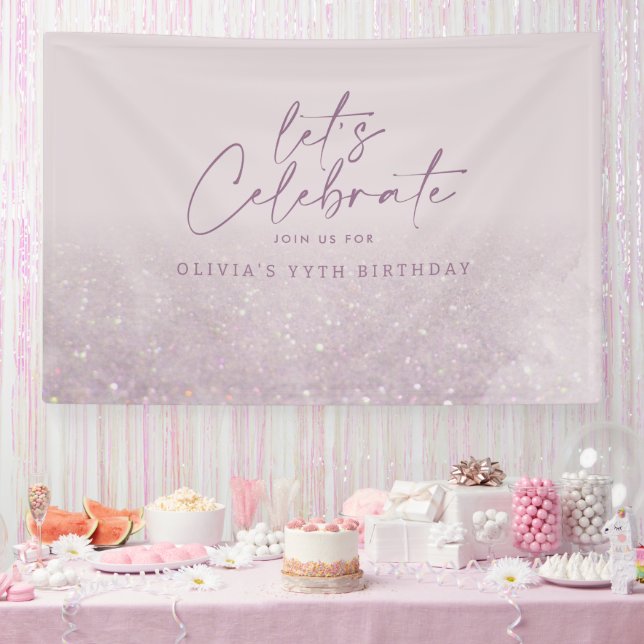 Lilac purple glitter elegant birthday unique banner (Party)