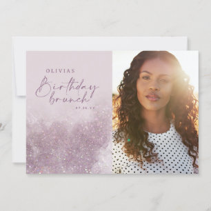 Lilac purple glitter elegant photo birthday brunch